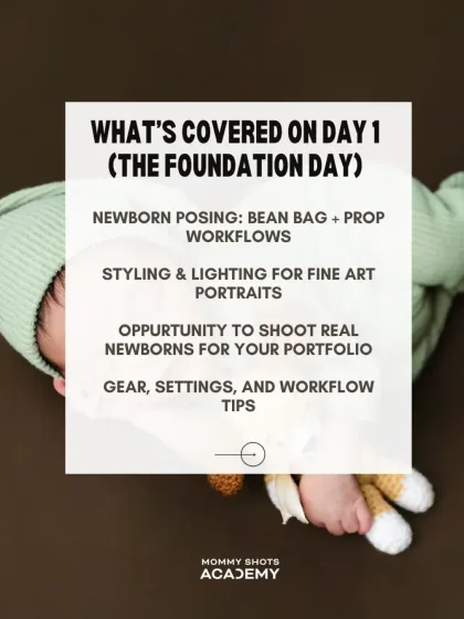 A graphic detailing what's covered on Day 1 of the bootcamp, focusing on foundations.