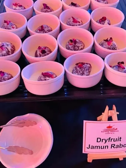 We catered for 200 guests at a JP Infra channel partner meet. The dessert menu included this delicious Dryfruit Jamun Rabdi, a rich and satisfying sweet treat to conclude the event.