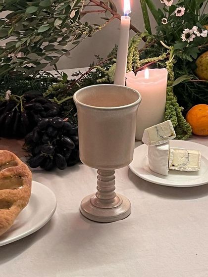 The 'Sanna' goblet, with its evasive shaft, on the dinner table. We look forward to seeing the creative ways people use these unique vessels.