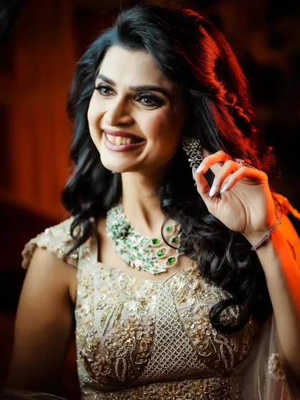 A close-up of the bride's joyful expression.