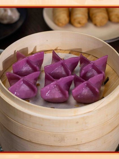 Delicate, flavorful, and delish. These vibrant purple dumplings are as beautiful as they are tasty, filled with a savory mix of vegetables and spices.