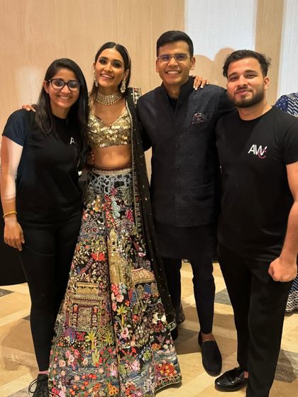 Another happy couple. Posing with the bride and groom and my team after a successful Sangeet night.