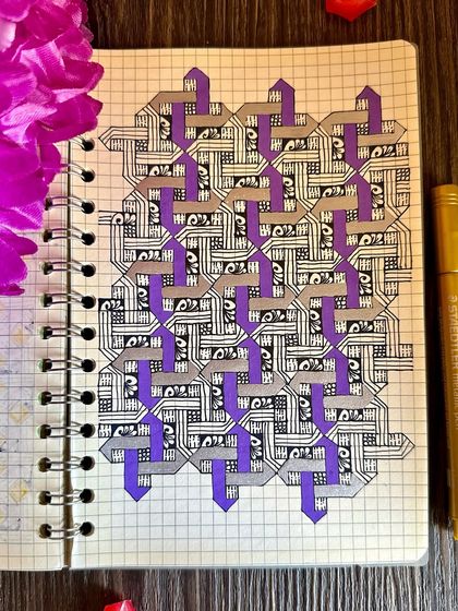 Another shot of the intricate purple and grey pattern.