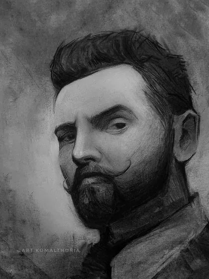 My first attempt at a charcoal portrait. Charcoal allows for a more expressive and less detailed approach, focusing on mood and strong tonal values.