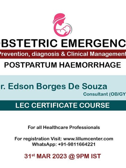 We facilitate access to critical knowledge for healthcare professionals. This post announces a certificate course on managing postpartum haemorrhage, a leading cause of maternal mortality, led by Dr. Edson Borges De Souza, a senior advisor for the Health Ministry of Brazil.