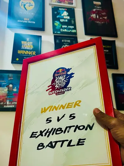 The winner's certificate from the Red Bull Dance Your Style 5v5 exhibition battle, a proud addition to our wall of fame.