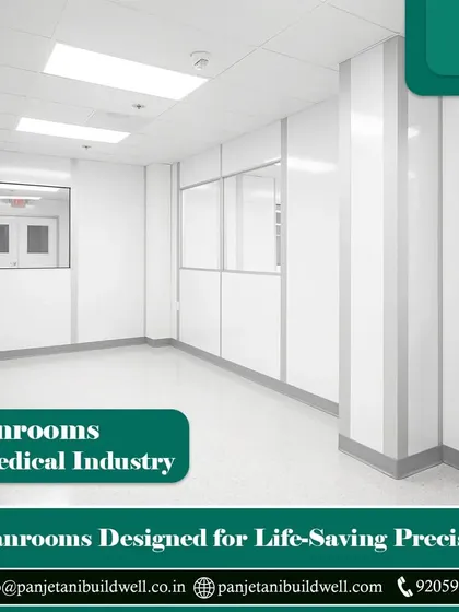 A cleanroom designed specifically for the medical industry, featuring integrated windows and sealed panels. We deliver life-saving precision by creating exceptional environments that enhance productivity and safety.