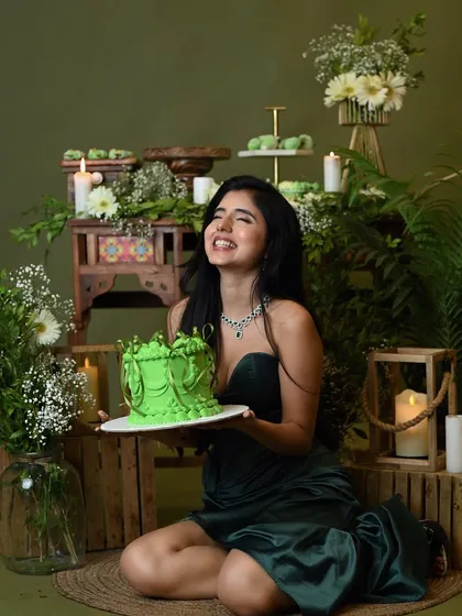 A joyful, laughing portrait from the birthday celebration shoot.