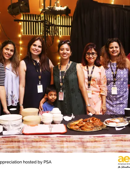 Our PSA shows its gratitude to our incredible faculty and staff with a Staff Appreciation Brunch. Over 90 parent volunteers contribute food, entertainment, and even massages to thank the people who support our children every day.