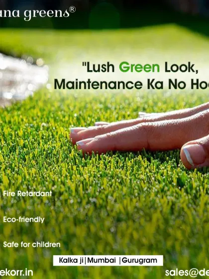 My turf gives you a lush green look with no maintenance hassles. It feels soft and natural to the touch but is also engineered for safety, being fire retardant and completely safe for children and pets to play on.