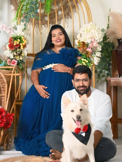 Your pets are family too, and I love including them in our sessions. This maternity shoot was so much fun with their two furry babies. I am always happy to welcome pets in my studio to make your family portraits complete.
