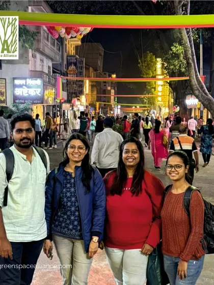 Our team members at the Pedestrian Day event on Lakshmi Road, Pune. We believe in actively participating in community initiatives to better understand local needs and advocate for sustainable, people-centric urban design solutions.