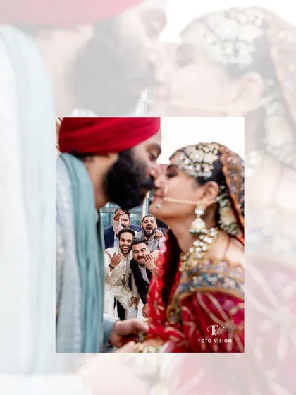 A fun and memorable photobomb moment during the couple's kiss. While we love romantic shots, we also capture the funny, real moments with friends that make the day special.