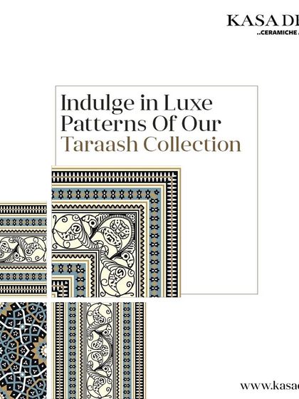 A collage showcasing the luxe patterns of our 'Taraash' collection. These Moroccan-inspired carpet tiles offer endless possibilities for creating a unique and transformative floor design.