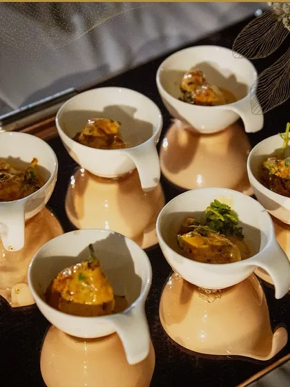 Our signature Butter Tandoori Tikka, served in individual portions. This dish is a perfect example of how we present classic Indian flavors with modern elegance.