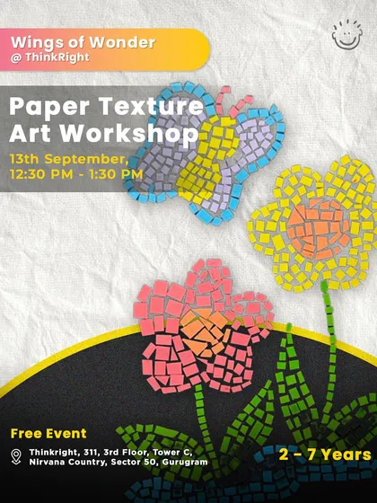 A Paper Texture Art Workshop where kids can create beautiful mosaic-style art. This was a free event I found, making creativity accessible to everyone.