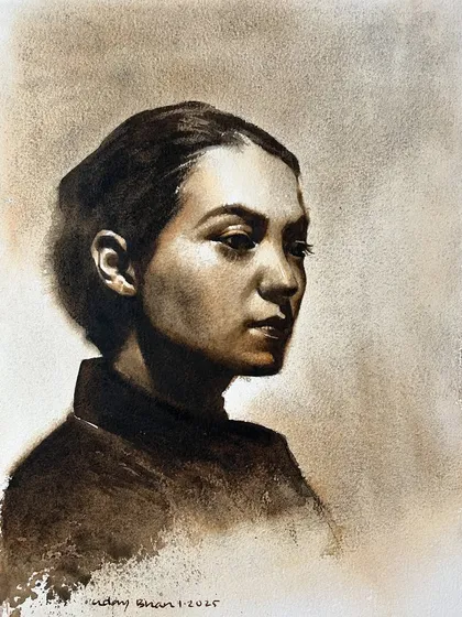 This value study focuses on strong side lighting, creating dramatic shadows and a contemplative mood.