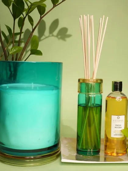 A curated selection from our extensive product portfolio, showcasing the diverse range of fragrances, colors, and designs we offer. Each image highlights the beauty and versatility of our candles, diffusers, and gift sets.