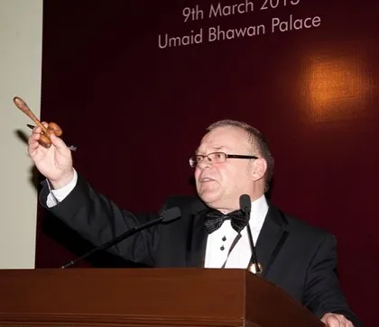 Our auctioneer conducting 'The Jodhpur Auction' on March 9th, 2013. It was an exclusive, invitation-only gala where we auctioned objets d’art, heirlooms, and fine art for a noble cause.