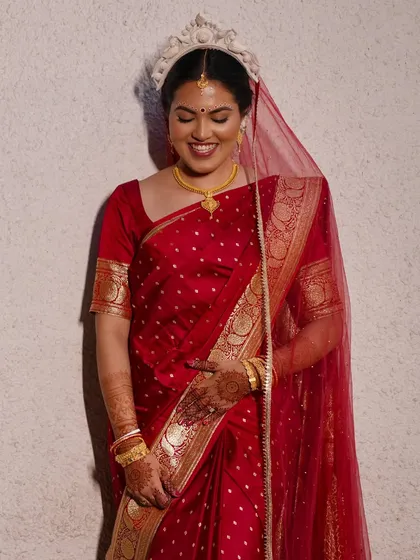 Another beautiful shot of Piyashi, her smile radiating happiness. The minimal makeup approach ensures her natural beauty is the highlight.