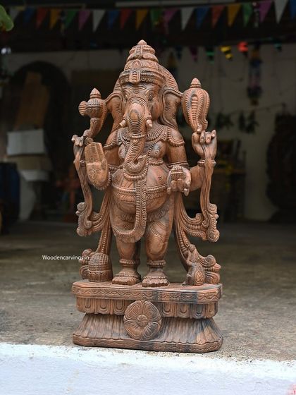 Another angle of the 31-inch standing Ganesha, highlighting the details on the back and sides of the sculpture.
