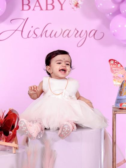 A precious, emotional moment from a first birthday party in Pondicherry. Even a few tears can make for a memorable photo, showing the real, unfiltered emotions of being one year old.