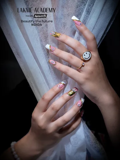 This artistic shot shows off the creative and playful side of nail art.
