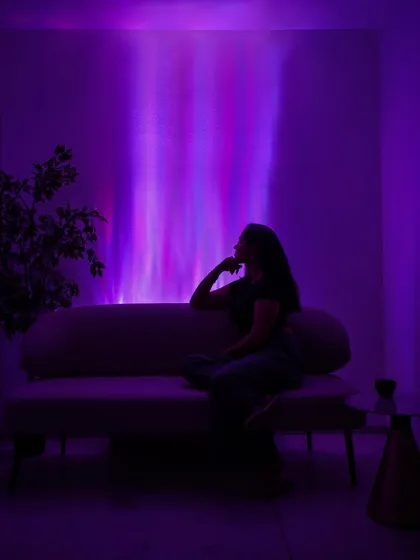 A duplicate of the previous image, this reinforces the concept of mood lighting. The use of color and shadow can turn a simple room into an immersive and atmospheric experience.