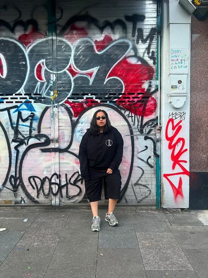 Posing in Bangalore before a show I described as "dirty, sweaty and sexy." I love creating spaces where people can come get delirious with me, leaving all their excuses behind. It's about unity in dance.
