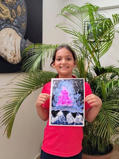 A duplicate image of a vibrant pink and purple aurora painting.