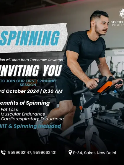 We're inviting you to our first spinning session. Spinning is excellent for fat loss, muscular endurance, and cardio health.