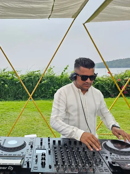 Another shot from the beautiful Goa event. My Pioneer DJ console is my trusted companion for every destination wedding, ensuring top-notch performance.
