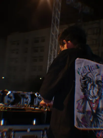 A behind the back view showing the custom jacket art and the DJ console. My personal style is an extension of my brand and the music I represent.