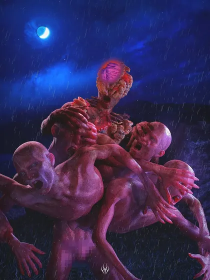 A different angle of my 'The Last of Us' inspired piece. This view shows more of the individual bodies that make up the central creature, highlighting the struggle and horror of being trapped in the collective.