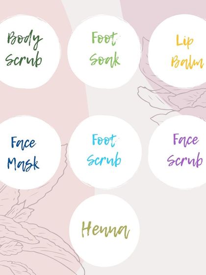 A list of some of my key skincare products, from body scrub and foot soak to face masks and henna.