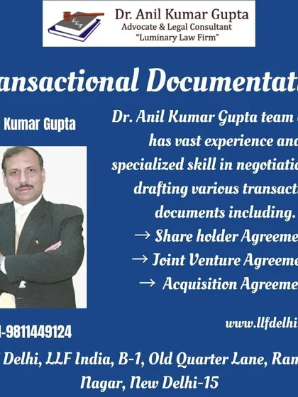 Our firm offers expert guidance on various transactional documents. This graphic, presented in our firm's official branding, lists key agreements we handle, including those for joint ventures and acquisitions.