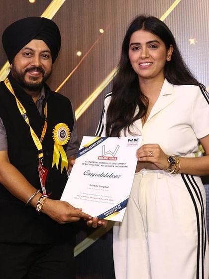 Receiving the certificate for being shortlisted among the Top Young Interior Designers of the Year at WADE India Asia 2024.