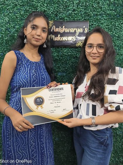 Celebrating another successful student's certification. She has completed the full course, including figure work and client management skills.