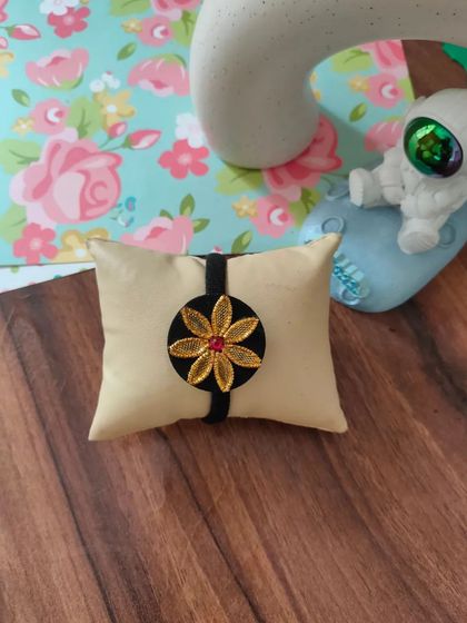 My collection of decorative elastic hair bands. Each one features a unique handmade centerpiece, including gotapatti, Kundan work, zardozi, and bead embroidery.