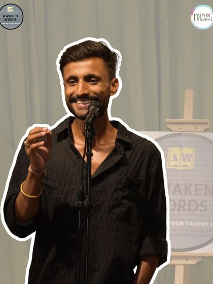 A performer's joy is contagious during an energetic open mic session.