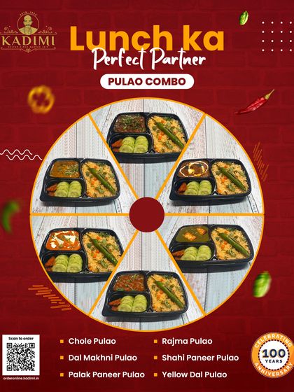 Looking for a perfect lunch partner? Our Pulao Combos come with a choice of six different curries like Chole, Rajma, or Palak Paneer, served with fresh salad.