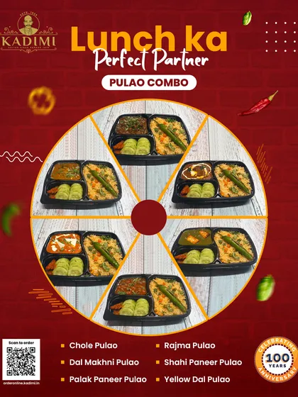 Lunch ka Perfect Partner: Pulao Combos. Our Pulao Combos are a perfect, quick, and healthy lunch. Choose from a variety of options like Chole Pulao, Rajma Pulao, and Shahi Paneer Pulao.
