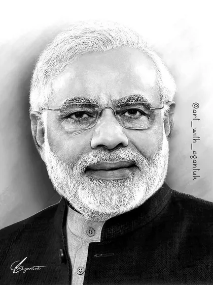 This portrait of Prime Minister Narendra Modi was my most time-consuming piece, taking over 100 hours to complete. I focused on achieving the highest level of detail in the skin texture, hair, and expression to create a truly lifelike and respectful portrait.
