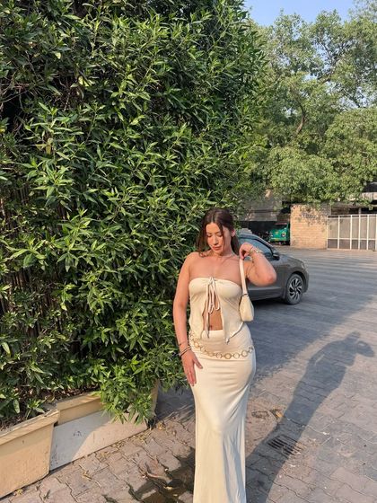 Another view of the summery cream co-ord set.