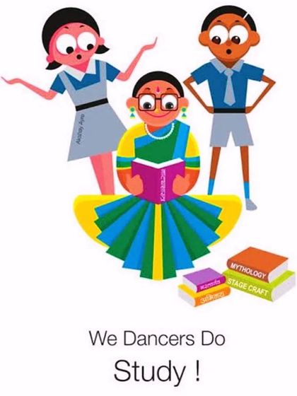 An illustration reminding everyone that dancers study too. We provide question papers and theory materials on our YouTube channel to help students prepare.