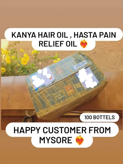 It brings me joy to see large orders like this one for 100 bottles of Kanya Hair Oil and Hasta Pain Relief Oil going out to a happy customer in Mysore. I ship my products all across India.
