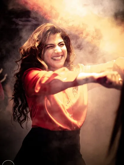 A guest having an amazing time on the dance floor.