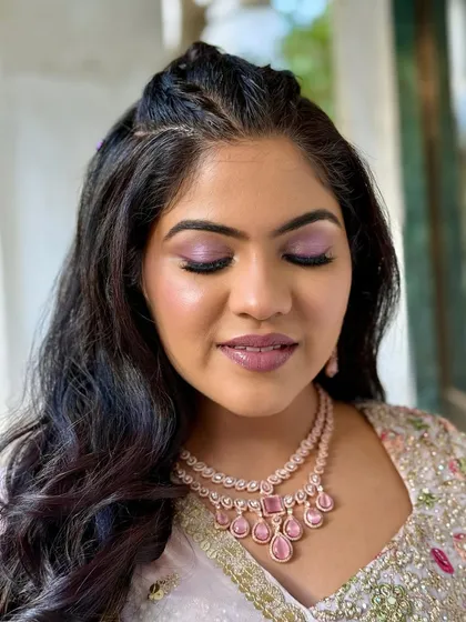 A close-up of the purple eyeshadow. The colour is blended beautifully for a soft, romantic feel.
