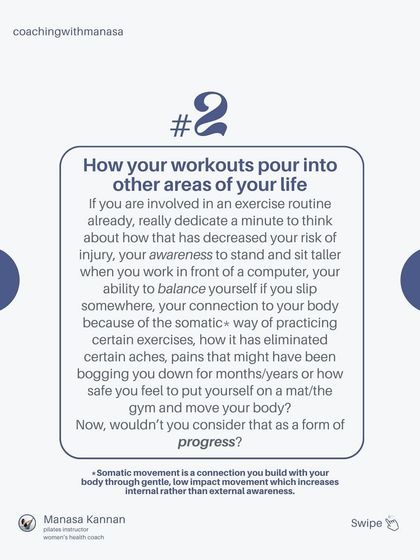 Let's think about how your workouts pour into other areas of your life. Better posture, fewer aches, and a stronger connection to your body are all incredible forms of progress that we often overlook.