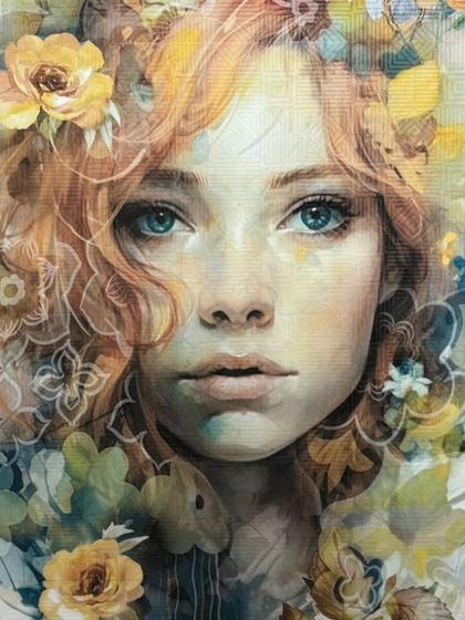 This tile mural features a stunning, artistic portrait with intricate details. It's a prime example of how we can print high-resolution art onto tiles for a unique wall feature.